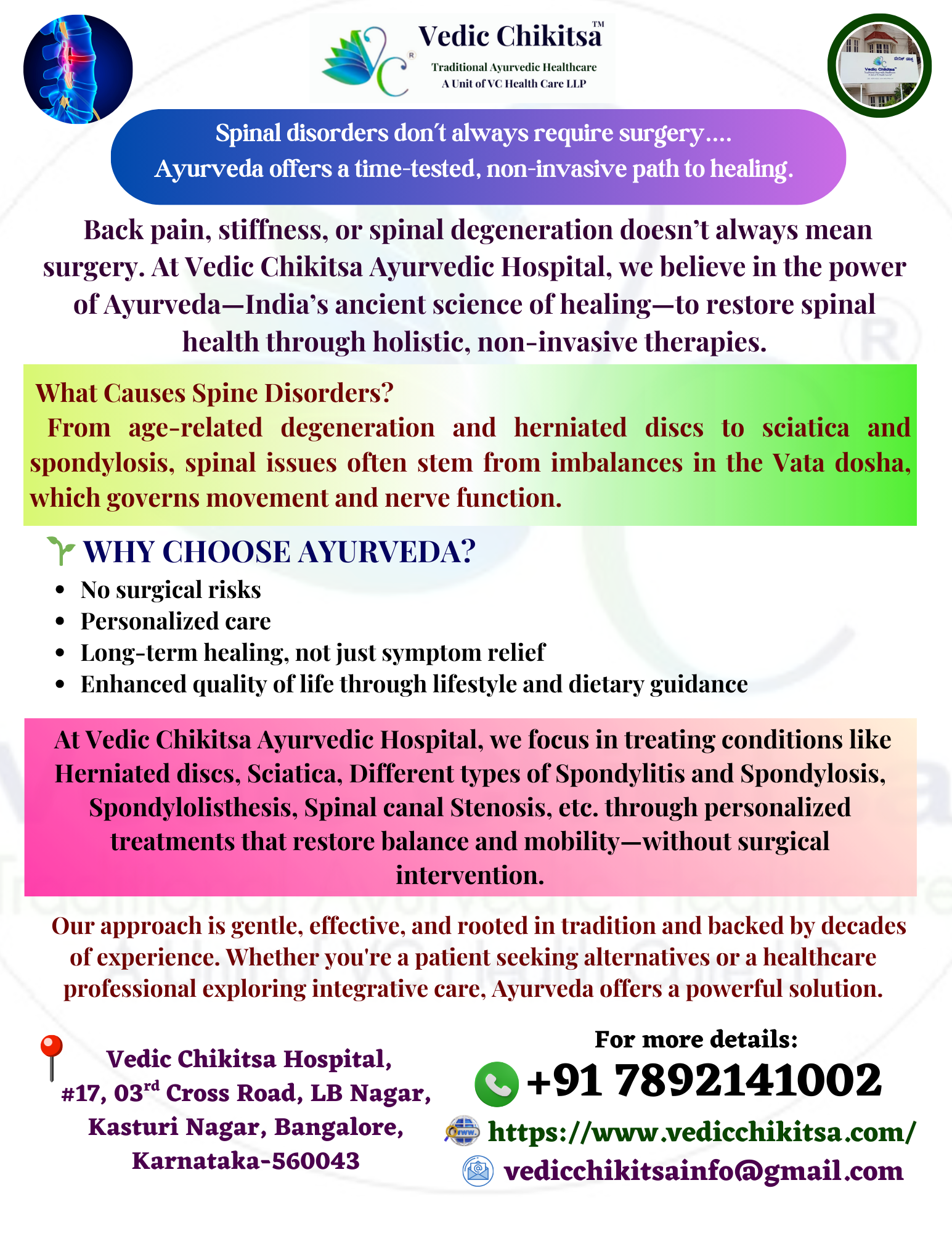 Vedic Chikitsa - Latest update - Treatment for Spinal Disorders in Bangalore